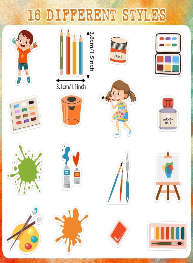 Bolsome 1000Pcs Art Painting Stickers Roll Paint Palette, Brushes, Pigment & Decals for Water Bottles, Luggage, Conmputer, Toy, Phone for Artistic Painting Party Favor Gifts - Image 2